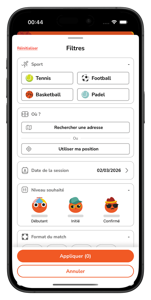 Filtres de recherche